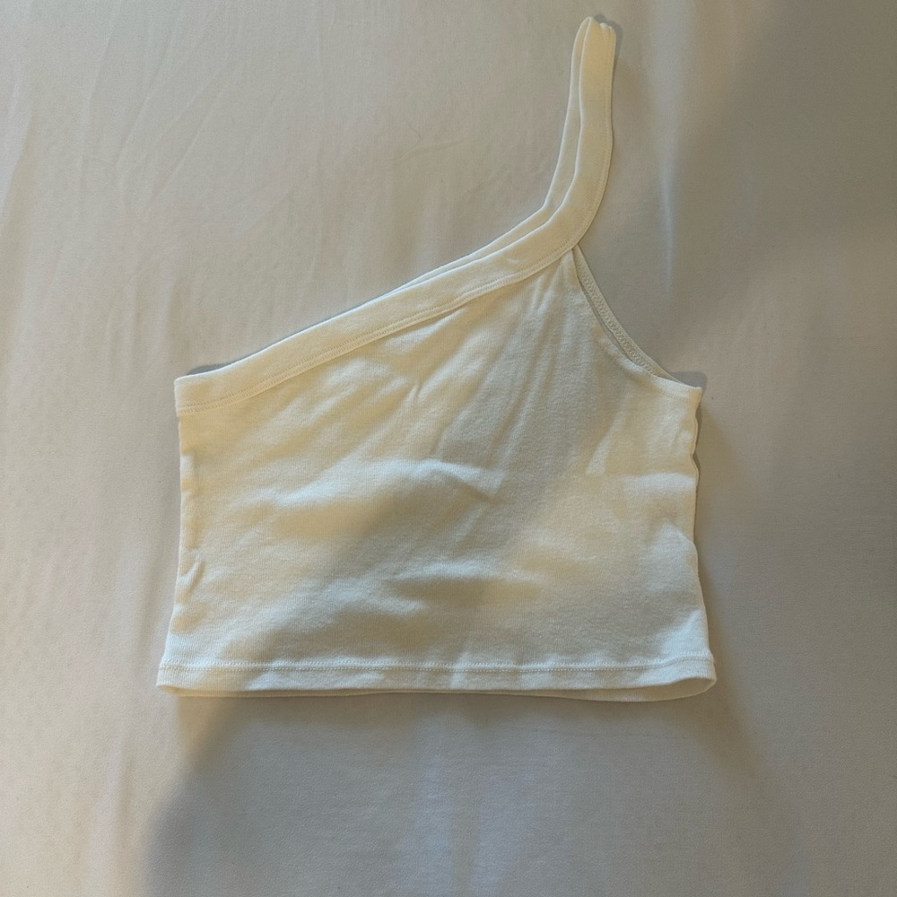 One-Shoulder White Crop Top
